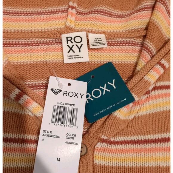 Roxy Side Swipe Striped Whimsigoth Women's M Cropped Sweater Beach - Picture 12 of 16